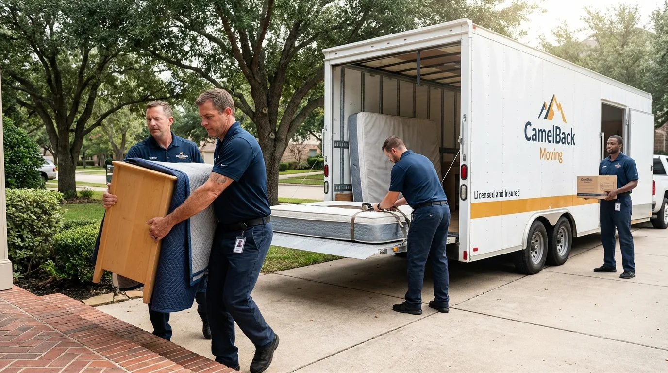Crew loading residential truck for cross-state move from Anchor Point, AK