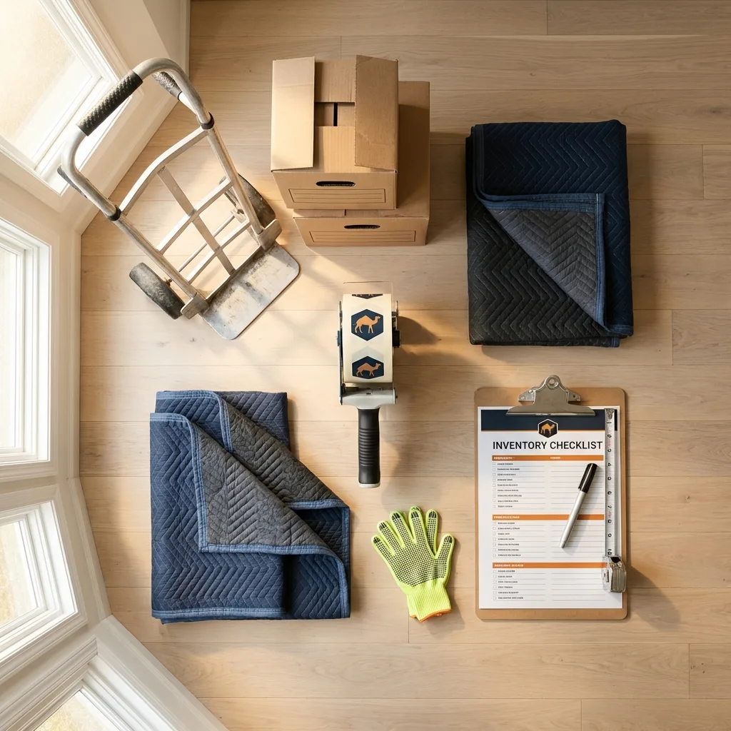 Professional moving supplies and packing materials layout for Anchor Point residential relocations
